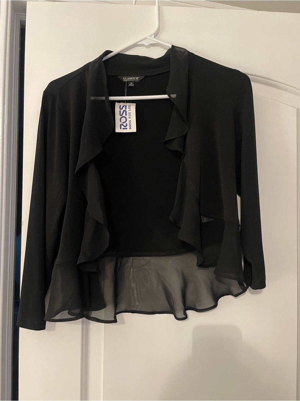 Glamour Black Sheer Ruffle Front Bolero